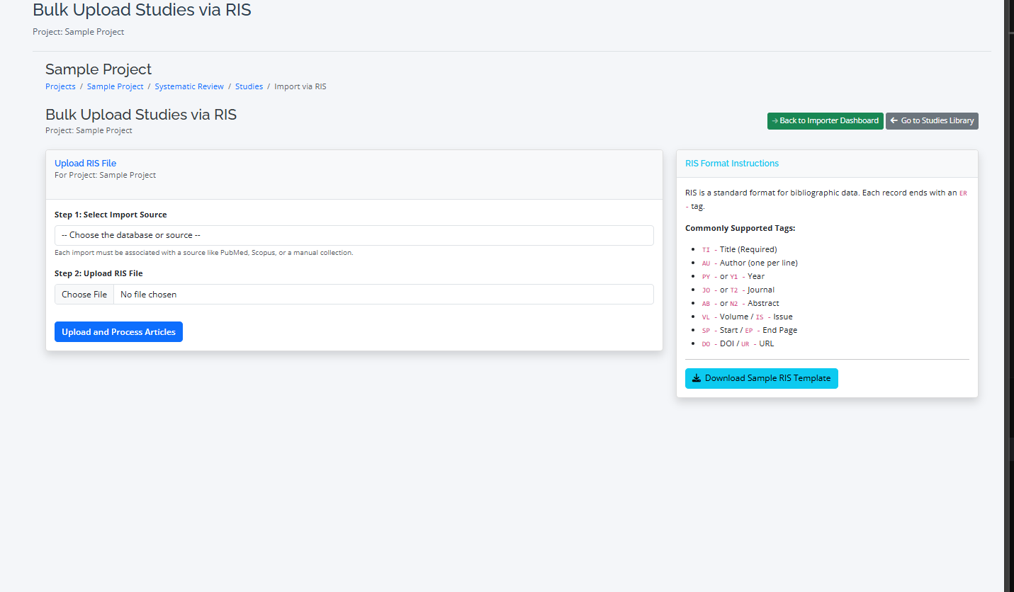Importing page