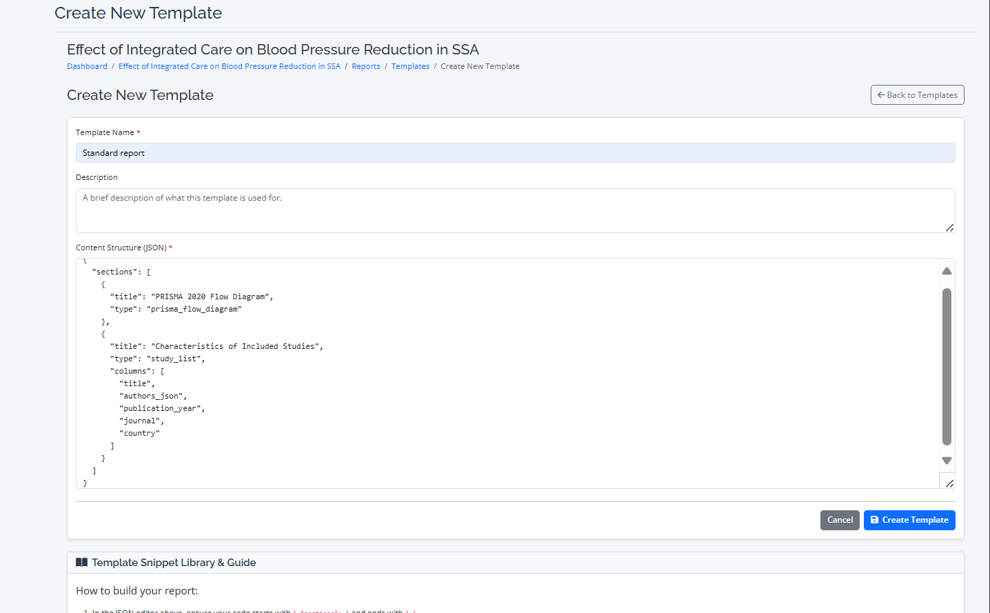 copy paste json code or create your own